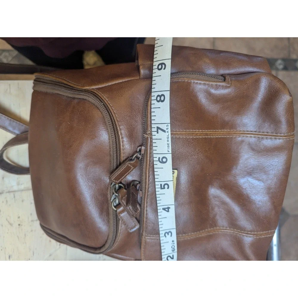 Connections Brown Faux Leather Shoulder Bag  Zip Top Handbag Brown